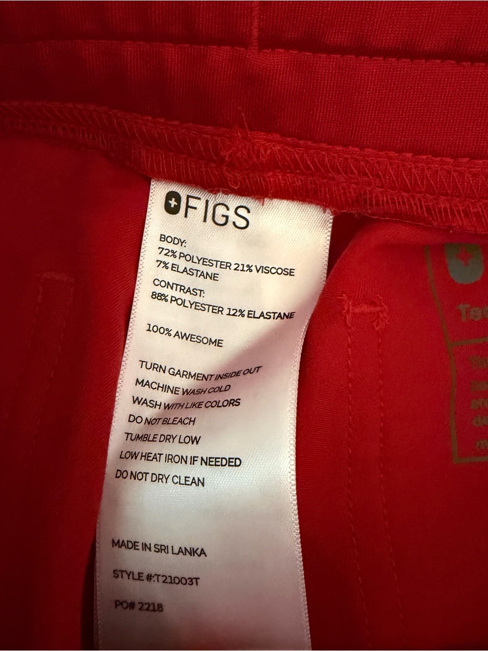 FIGS Technical Collection Red Slim Scrub Pants Size Small Tall S/T Workwear - Picture 7 of 9